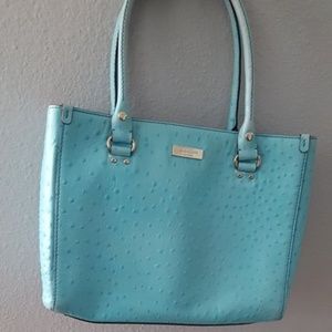 Kate Spade Tiffany Blue Ostrich Tote "Wellesley"